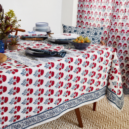Hana Tablecloth - Red/Teal